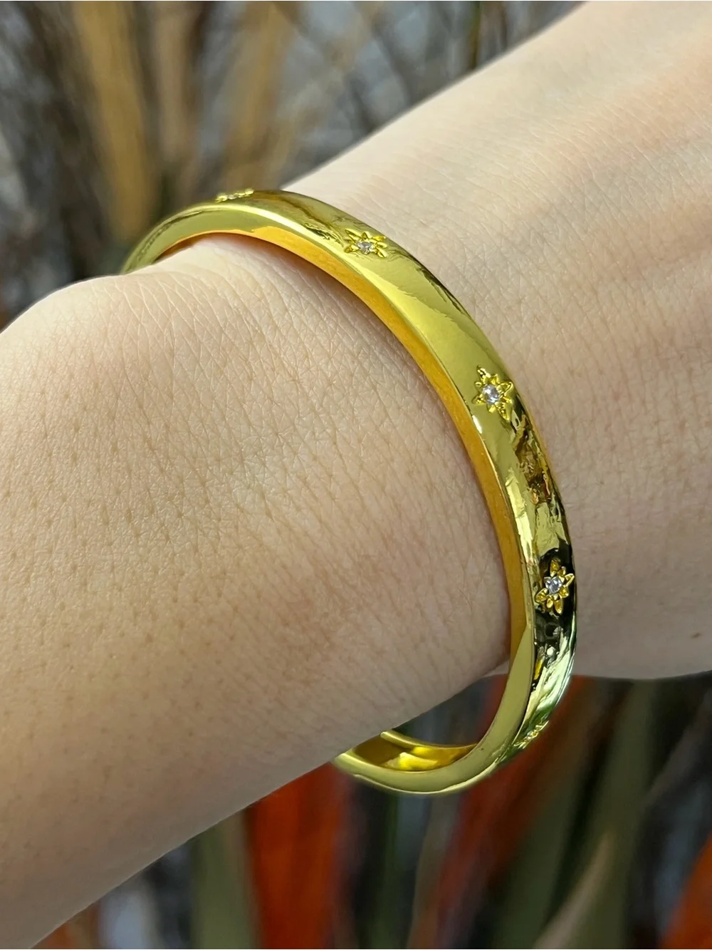 6mm Wide Cz Stars Silver Gold Cuff Bangle Bracelet for Women girls top seller